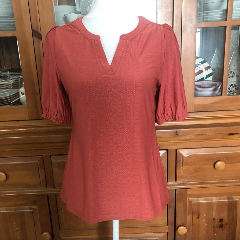 NWT Christopher & Banks Rust V-Neck Top
